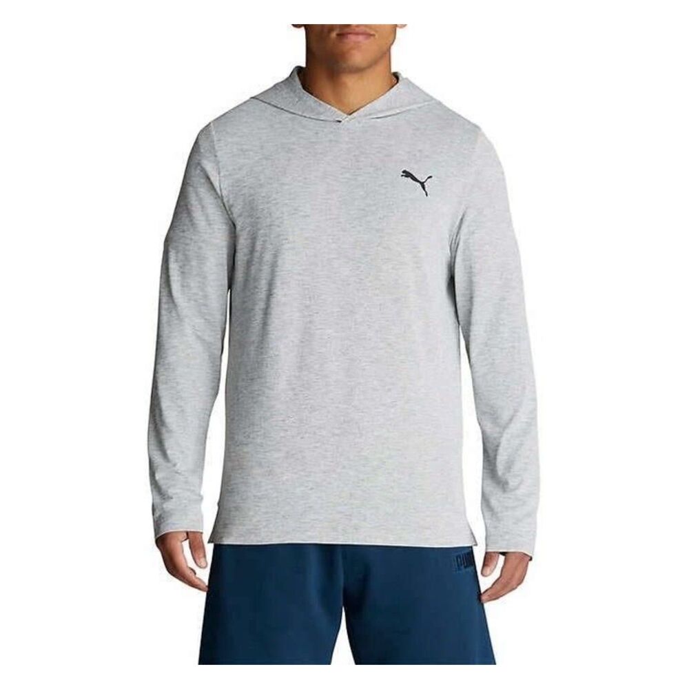 Puma Grey Lightweight Performance Hoodie Tee XL Long Sleeves Pullover